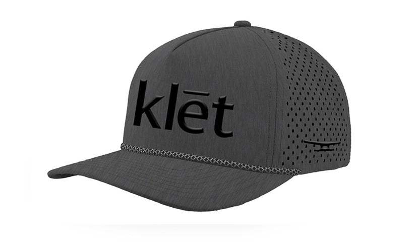 Gray Klēt Brand Rope Snapback cap with perforated back panels and rope detail on the brim Klēt - Brand Rope Snapback