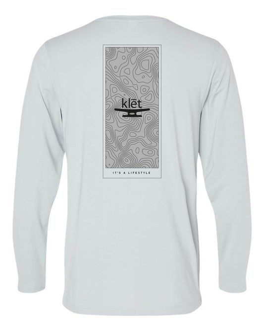 Klēt - Topography Bahama Performance Long Sleeve shirt with topographic design and UPF 50+ protection
