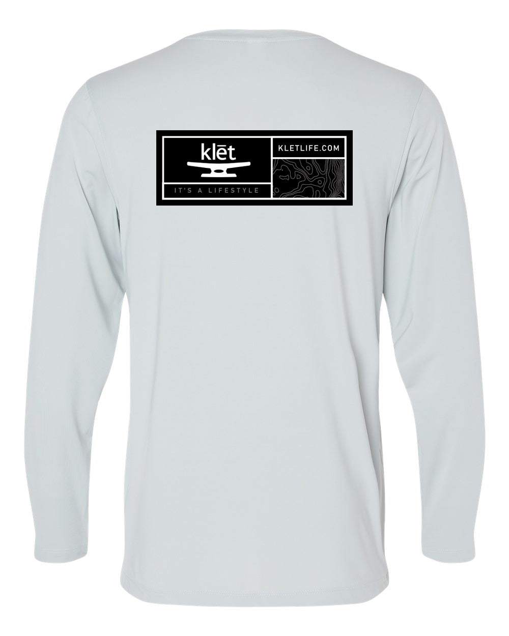 Klēt - Label Bahama Performance Long Sleeve shirt in white with logo print on back, lightweight and breathable polyester material