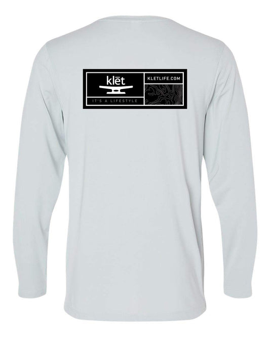 Klēt - Label Bahama Performance Long Sleeve shirt in white with logo print on back, lightweight and breathable polyester material