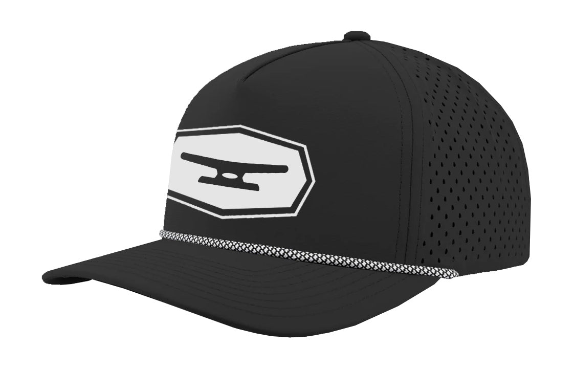 Klēt Performance Blackhawk Rope Snapback black hat with rope detail and adjustable closure