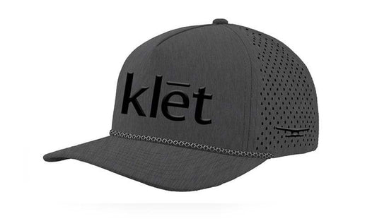 Gray Klēt Brand Rope Snapback cap with perforated back panels and rope detail on the brim Klēt - Brand Rope Snapback