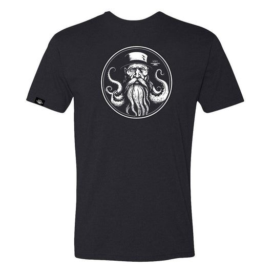 Klēt Old Salt T-Shirt in black with vintage sailor octopus graphic, 60% cotton 40% polyester blend, rib-knit collar  Klēt - Old Salt T-Shirt