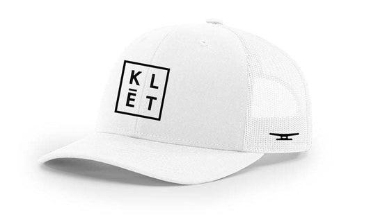 White Klēt - BOCA Snapback hat with black logo and mesh back panel, adjustable snap closure for a comfortable fit