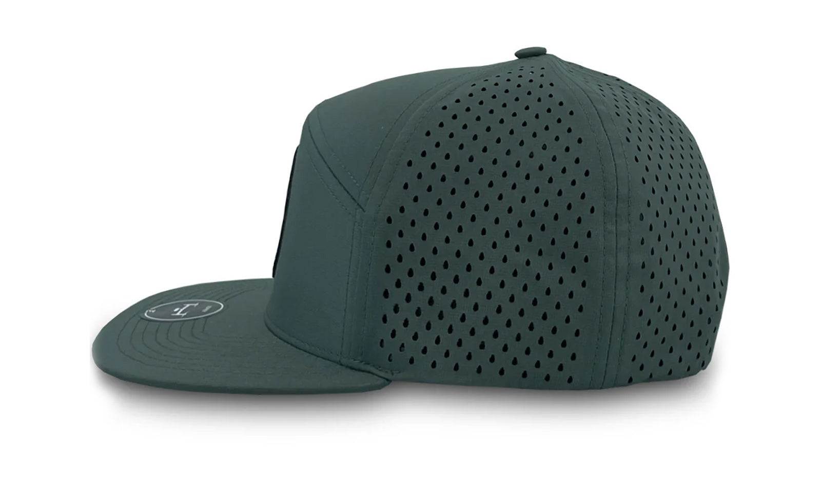 Dark green Klēt Osprey Flatbill Perf Hat with perforated panels and flat visor, water repellent and snapback closure