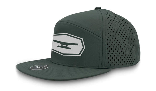 Osprey Flatbill Perf Hat with water-repellent polyester, perforated sides, medium-profile crown, and flat visor with snapback closure.